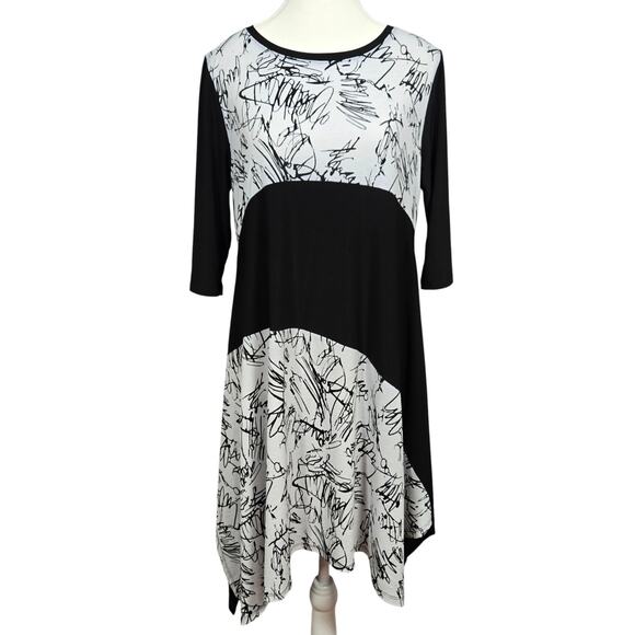 Chalet Dresses & Skirts - Chalet et Ceci Black White Dress Size S Abstract Asymmetrical Artsy Lagenlook